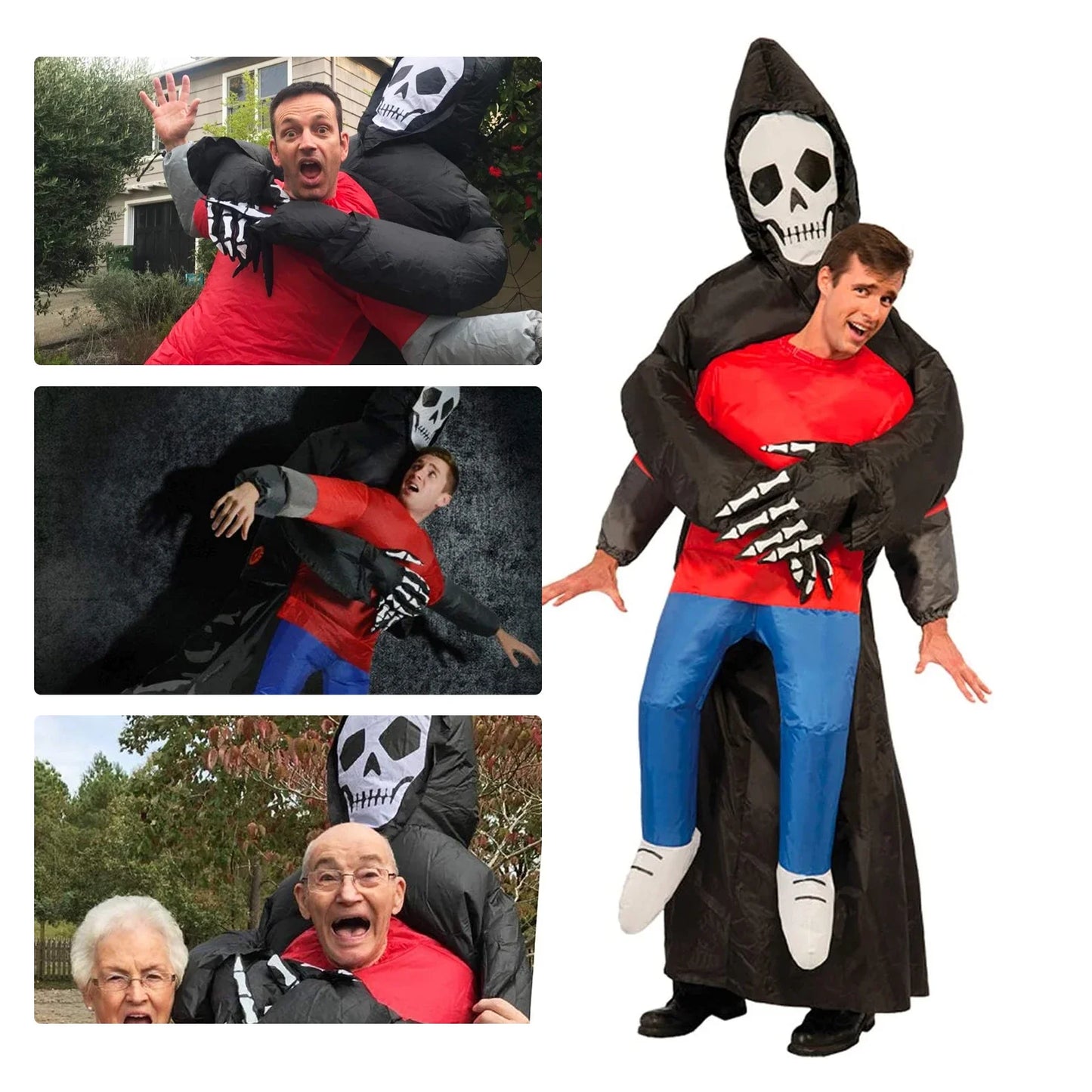 Adult Funny Inflatable Black Robe Mask Ghost Costume