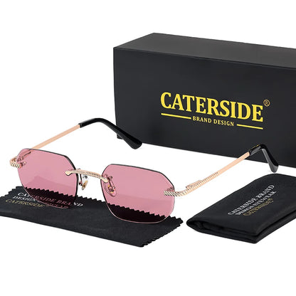 New Retro Rimless Sunglasses Men's Polygon Brand Designer