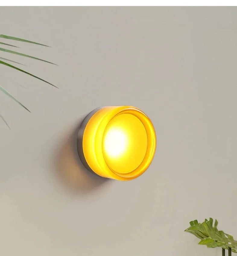 Minimalist LED Wall Lamp Amber Acrylic Bedroom Bedside Living Room