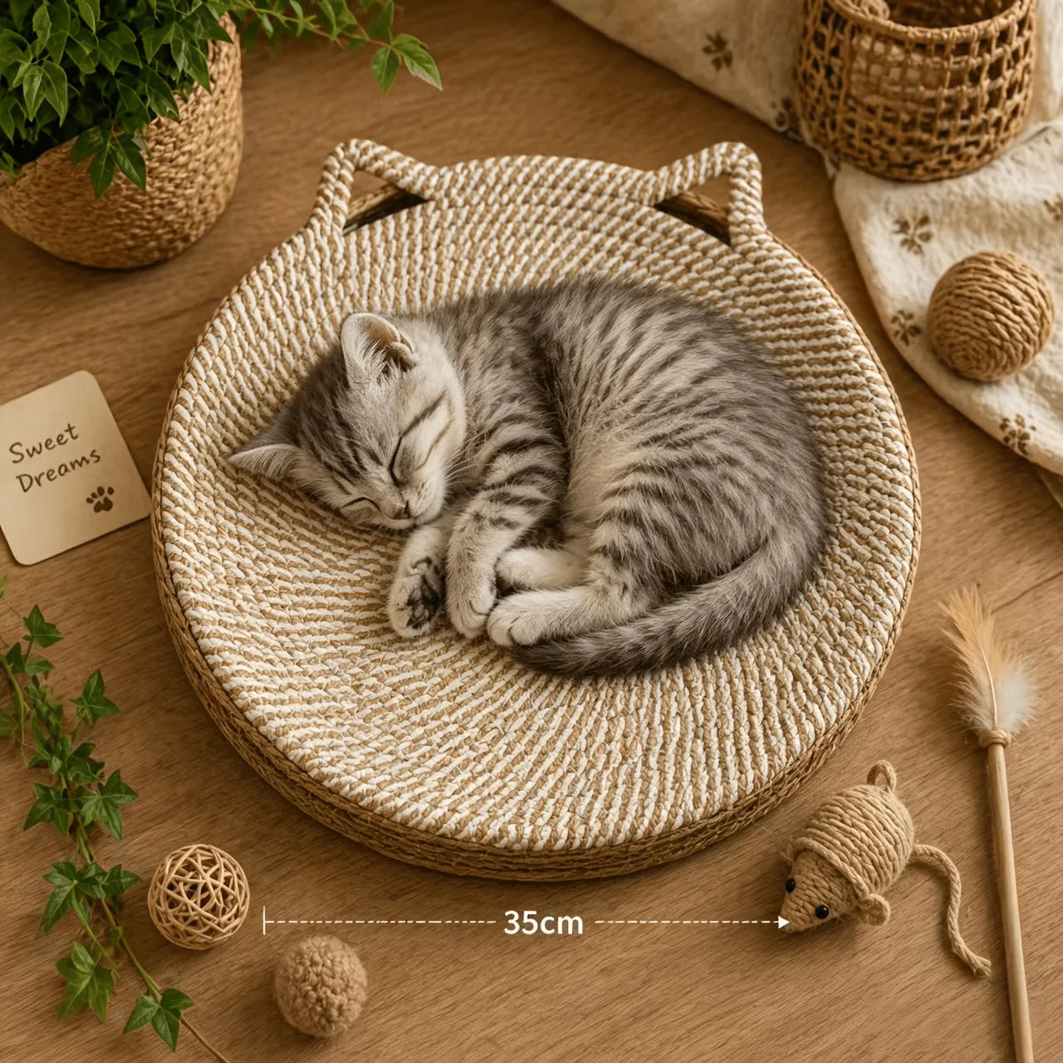 Suitable for Small to Medium Cats, 2-In-1 Round Cat Scratching