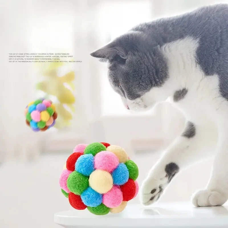 Cat Toys Cat Plush Ball Toy Pet Elastic Bell Ball