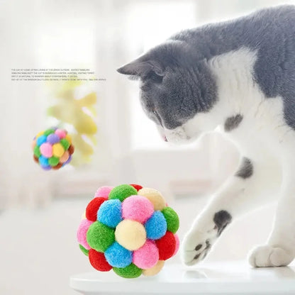 Cat Toys Cat Plush Ball Toy Pet Elastic Bell Ball