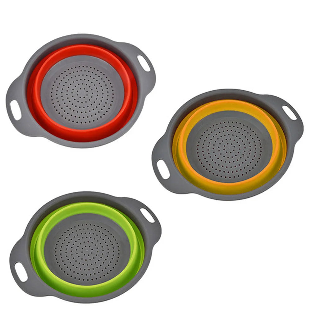 Silicone Folding Drain Basket Fruit Vegetable Washing Basket