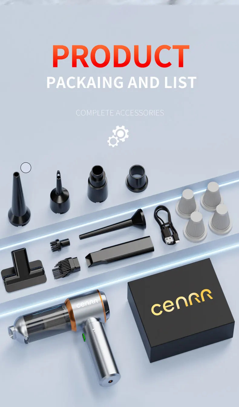 CENRR Portable Wireless Car Vacuum Cleaner Mini Powerful