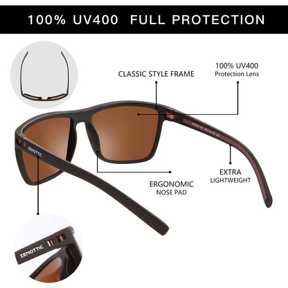 ZENOTTIC Fashion Polarized Sunglasses Shade  Lightweight
