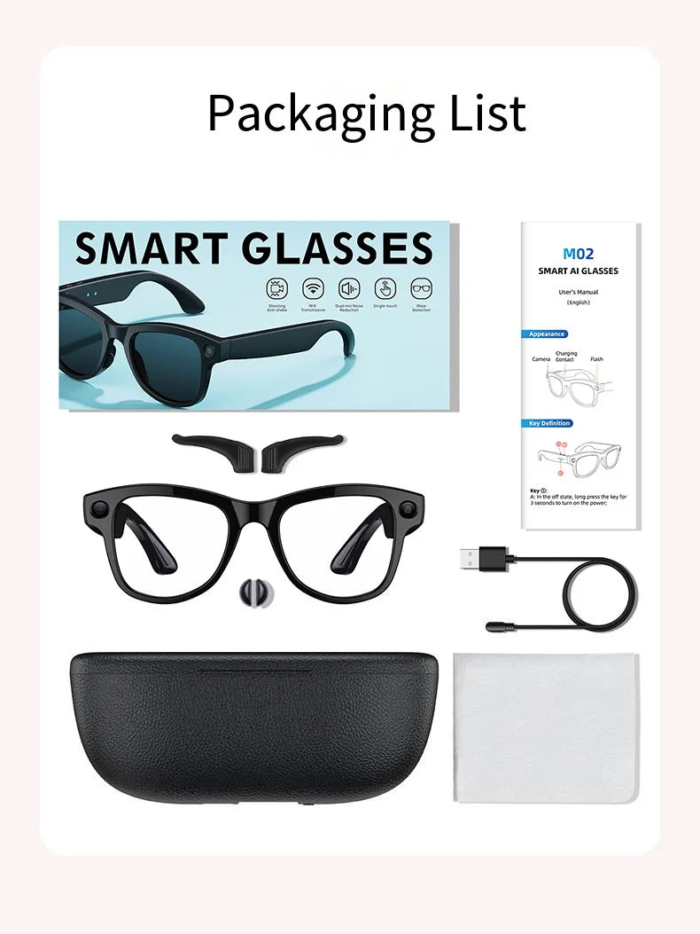 HOMEFISH M02 AI Smart Glasses with 4K Camera Bluetooth