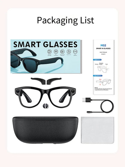 HOMEFISH M02 AI Smart Glasses with 4K Camera Bluetooth