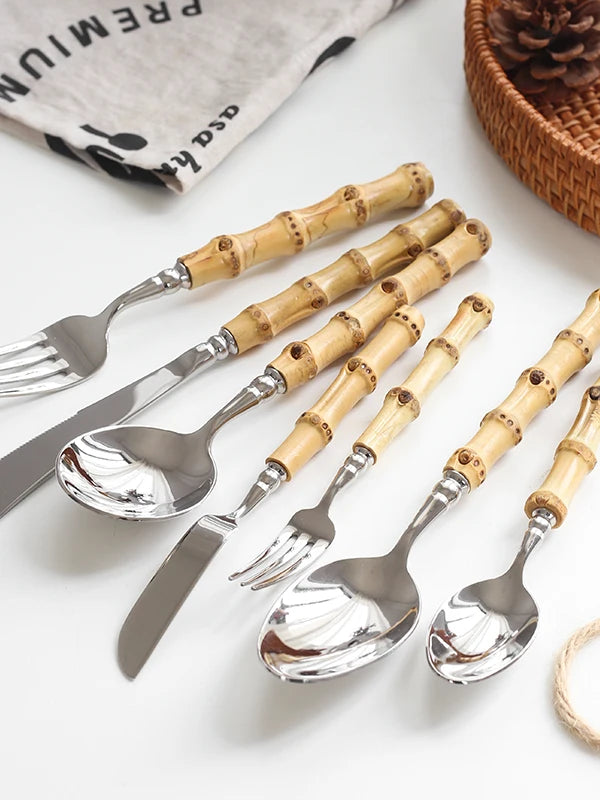 Sle l Wood Handle Dining Utensils Set