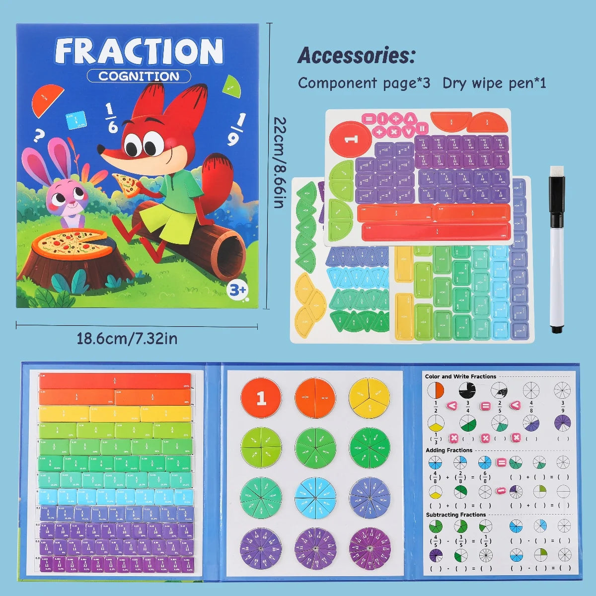 Magnetic Fraction Disk Teaching Aids, Fraction Science Education Model