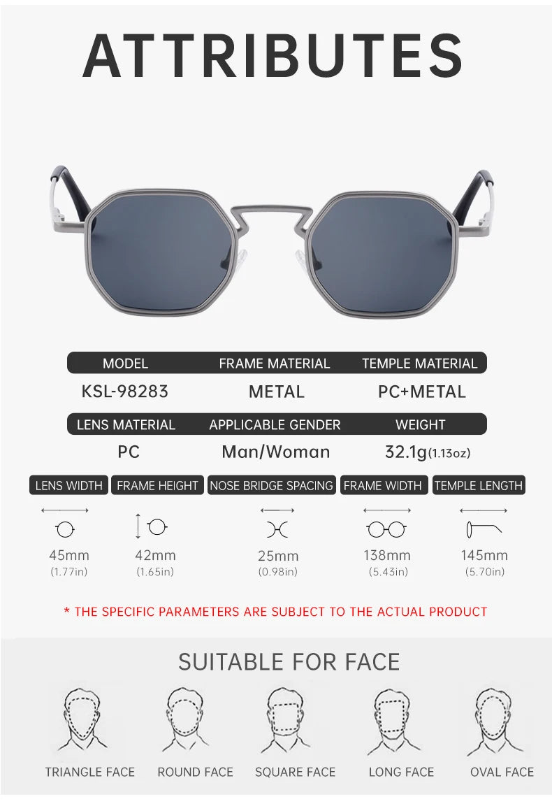 Small Frame Hexason Steampunk Sunglasses Men
