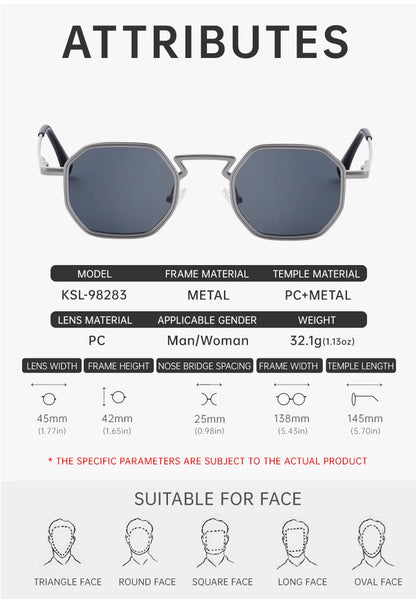 Small Frame Hexason Steampunk Sunglasses Men