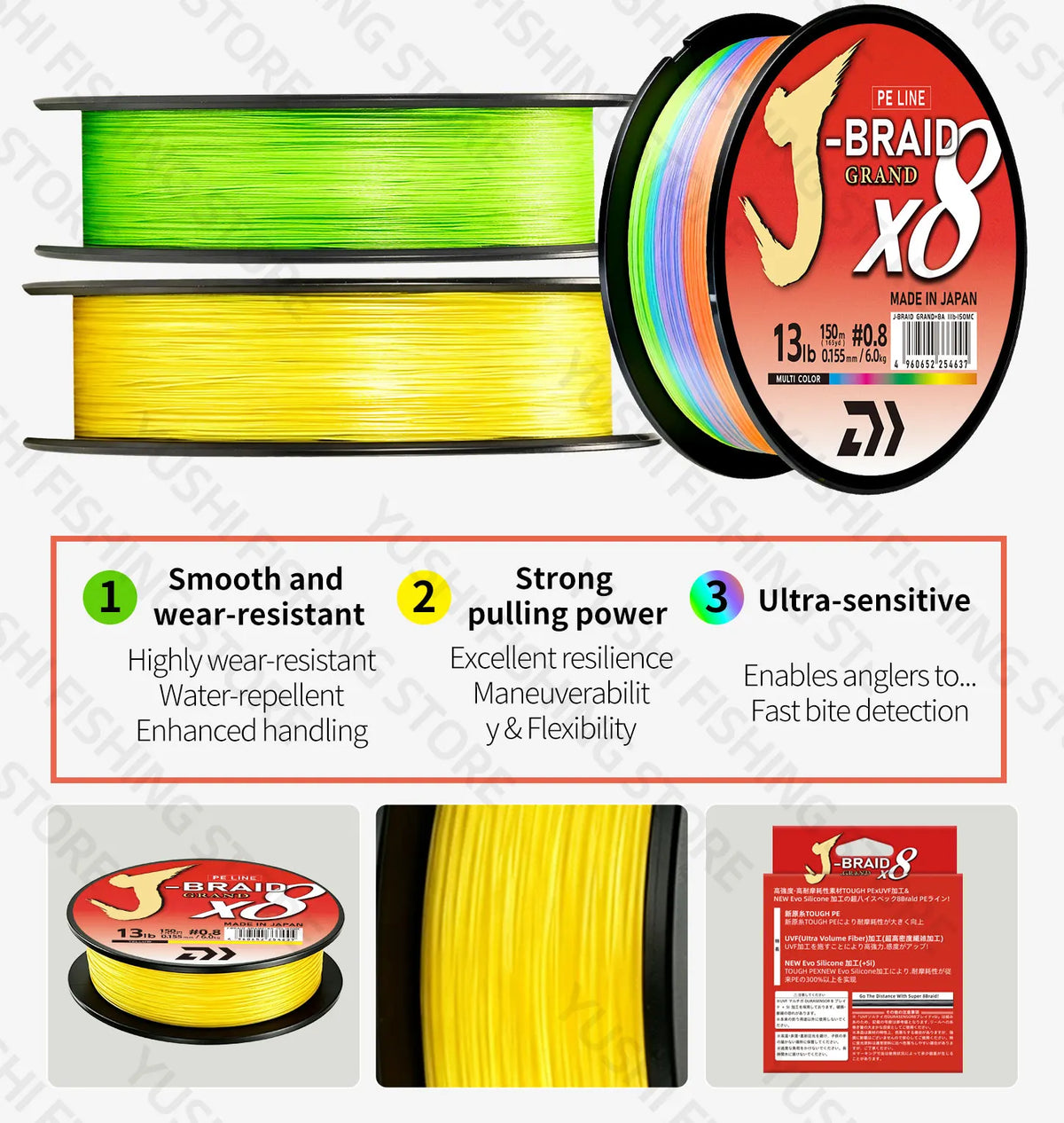 Original X8DAIWA-J Braided Expedition 8 strands Fishing Line
