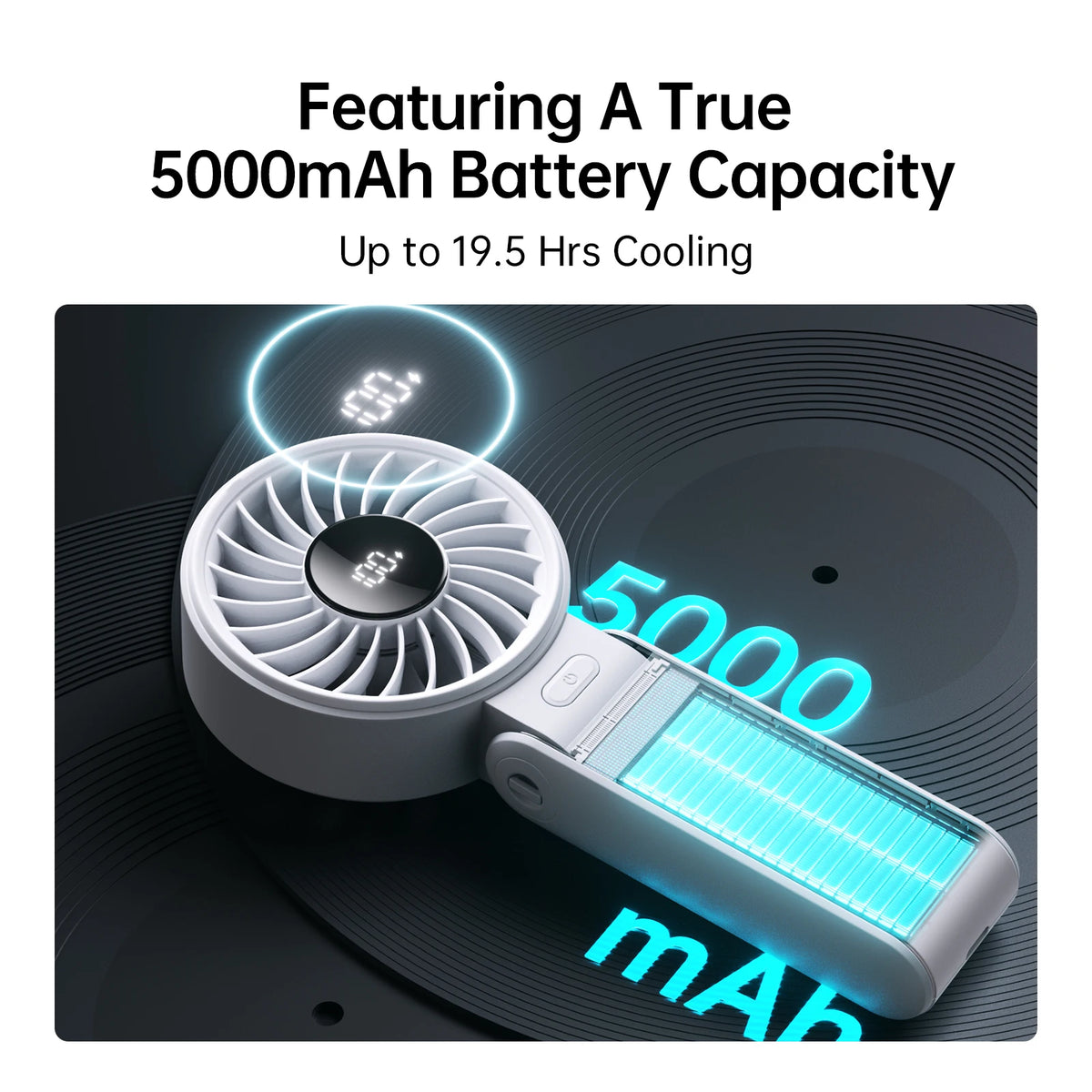 JISULIFE Portable Handheld Fan with LED Display