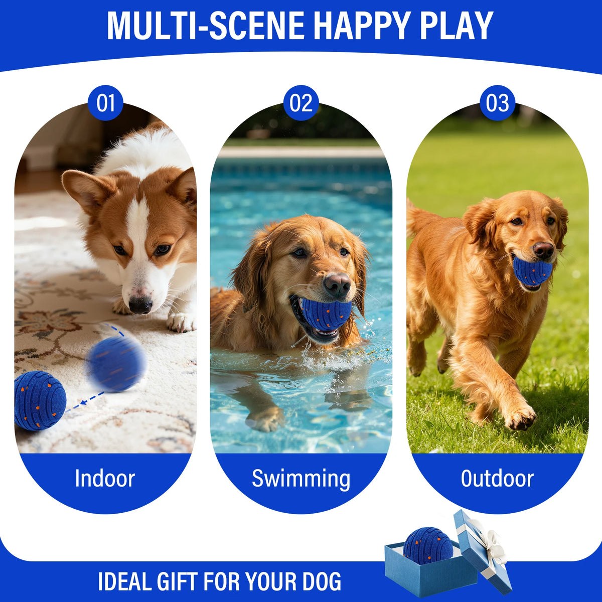 Smart Interactive Dog Toy, E-TPU Toy Ball for Aggressive Chewers