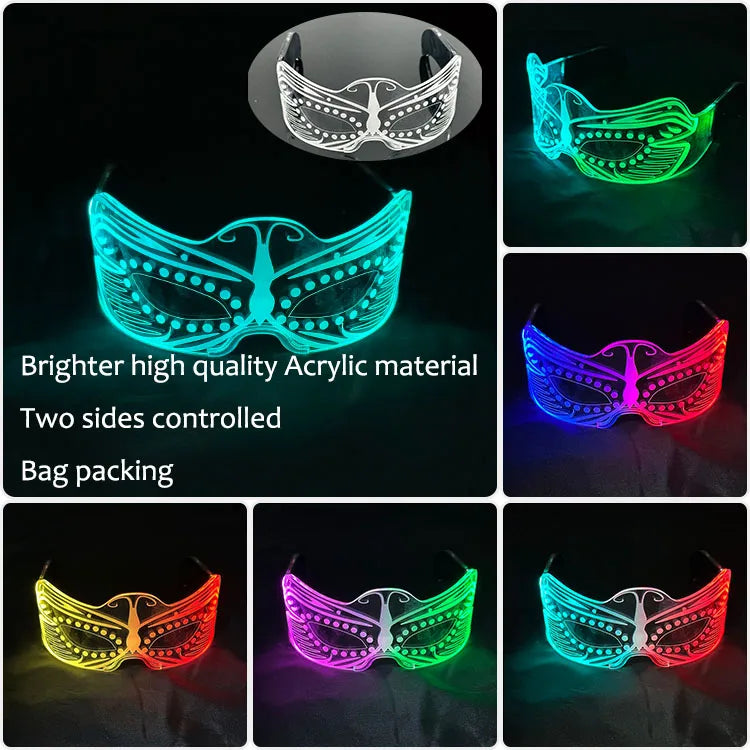 New Acrylic Luminous Glowing Cyberpunk Glasses LED Light