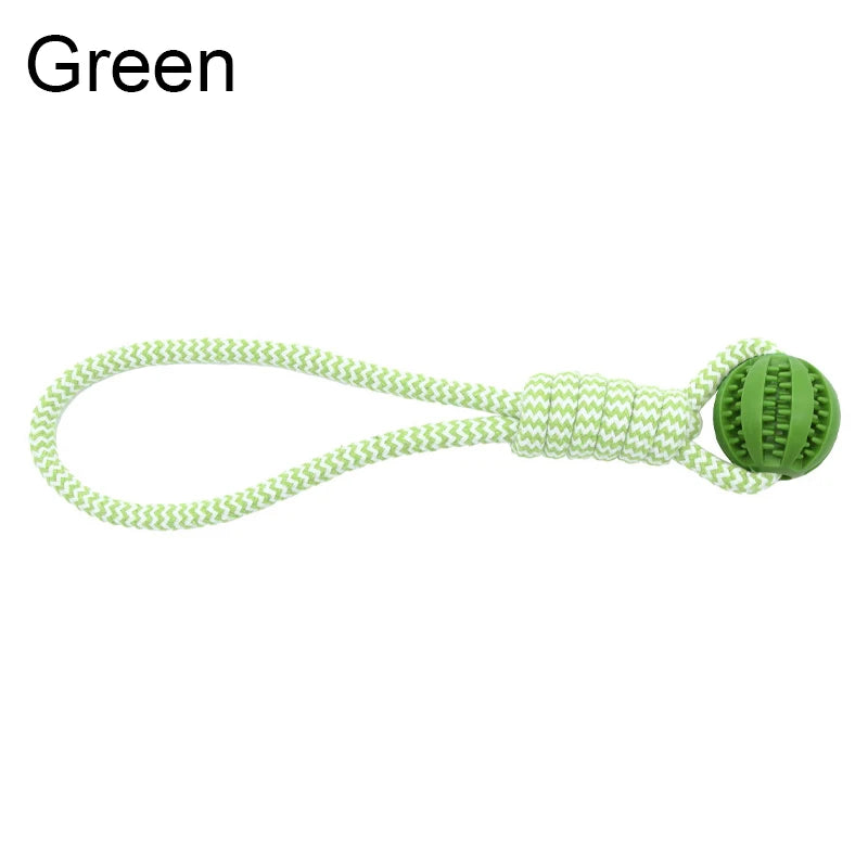Pet Tooth Cleaning Pet Ball Toy with Rope Rubber Leaking Balls