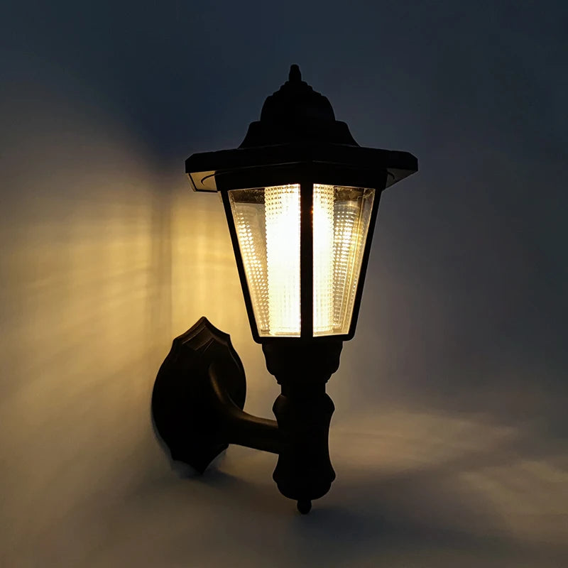 Retro Solar Wall Lights Outdoor Hexagonal Lamp