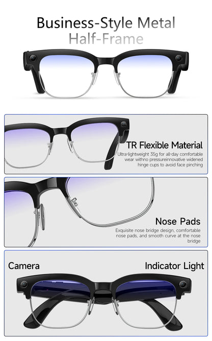 800W Pixel Camera Smart Glasses Men Video Recording AI Photo