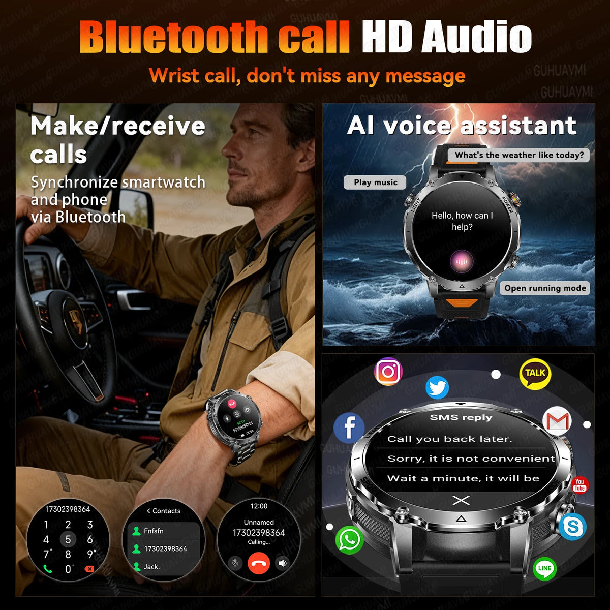 New TANK Ultra 1400mAh Battery Military Smart Watch