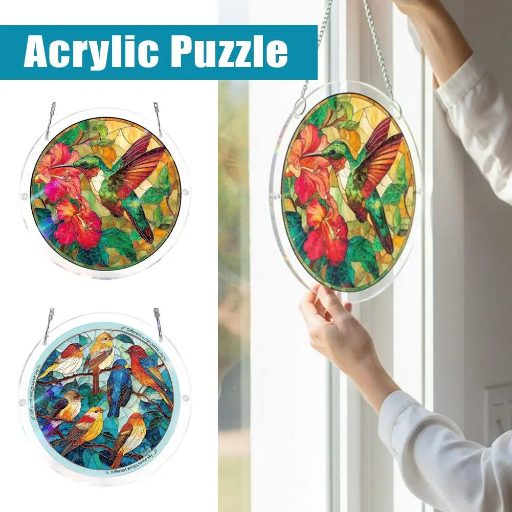 Acrylic Puzzle Suncatcher Window Hanging Stained Glass