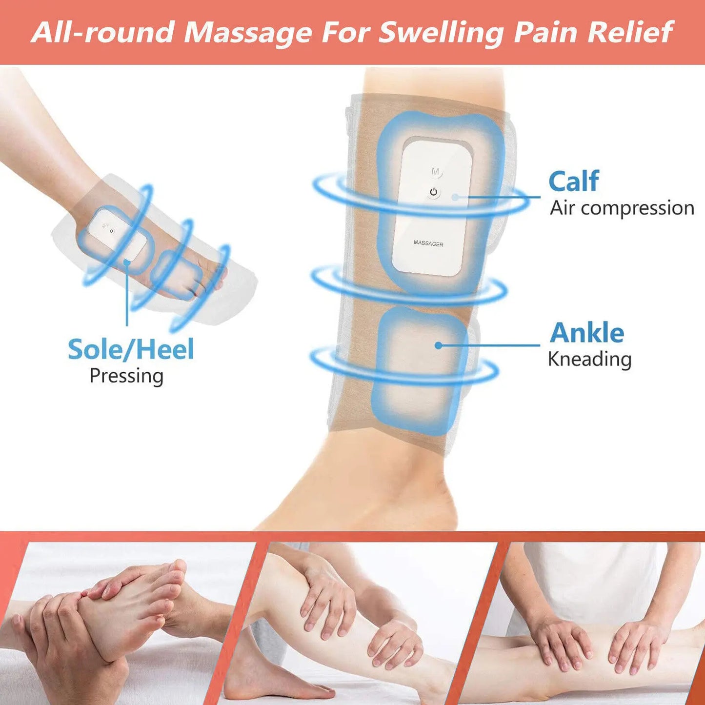 Calf Massager Portable Leg Massager with Compression Heat