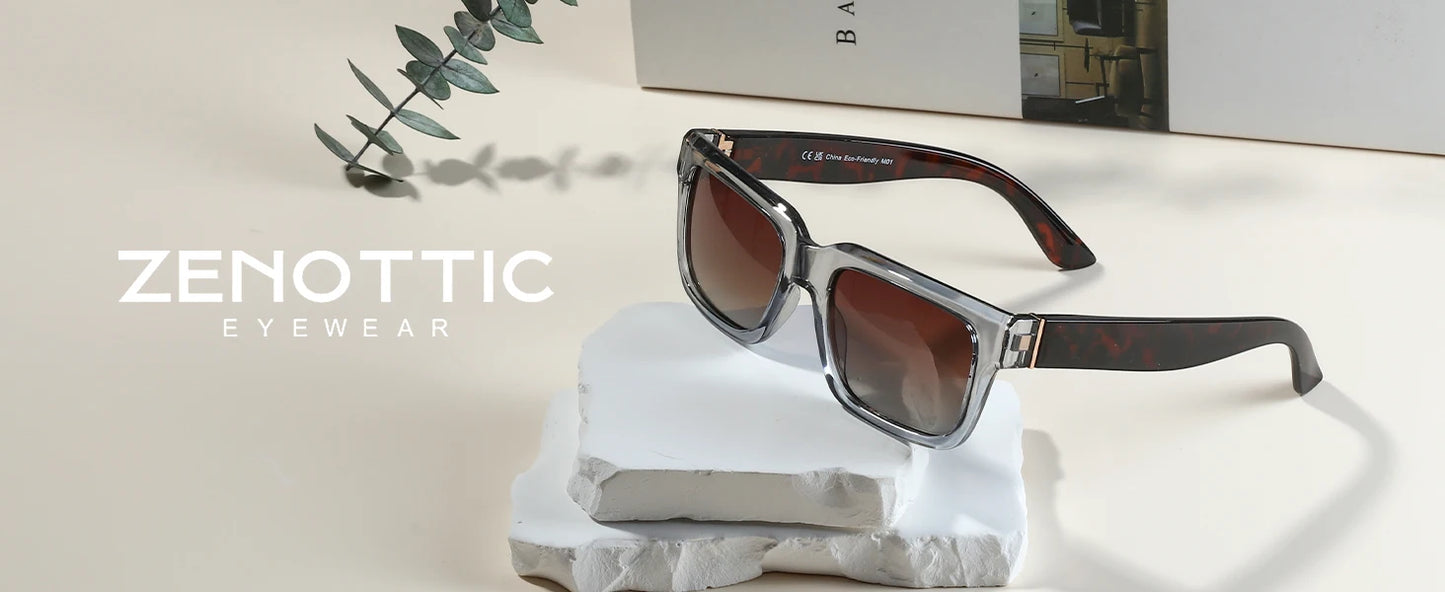 Retro Rectangle Sunglasses for Men Women Polarized