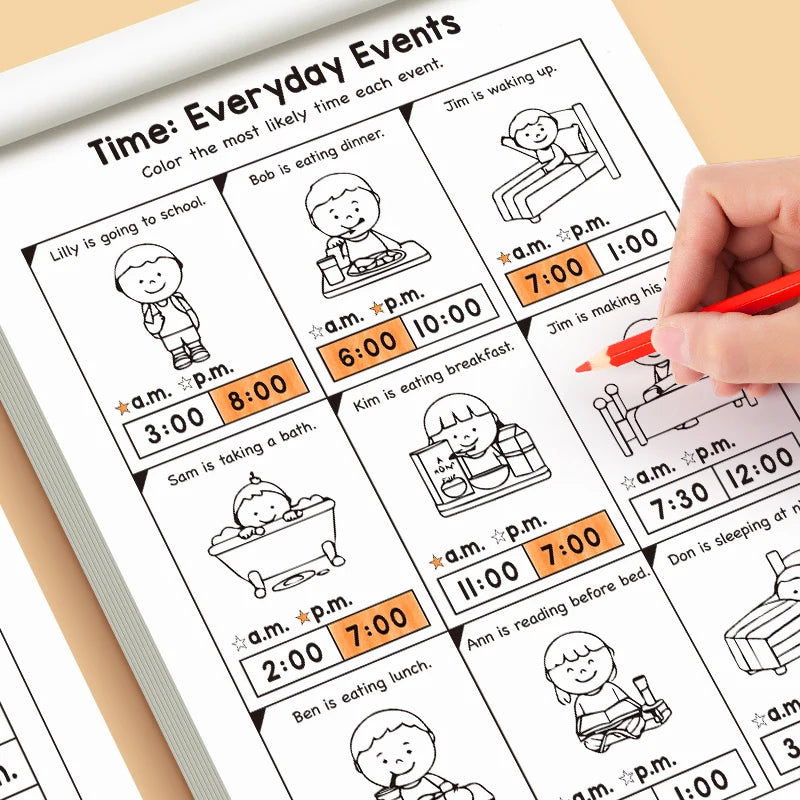 Children's Time Concept Practice Workbook, Suitable