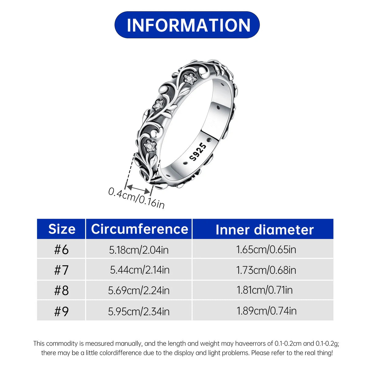925 Sterling Silver Three-Ring Stackable Ring for Women