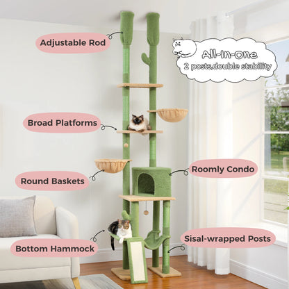 Cactus Cat Tree Floor to Ceiling Tower Scratching Posts
