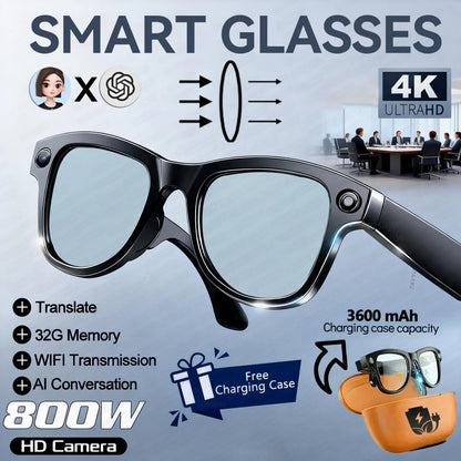 World Premiere Smart AI Glasses 4K HD 800W Pixel Camera