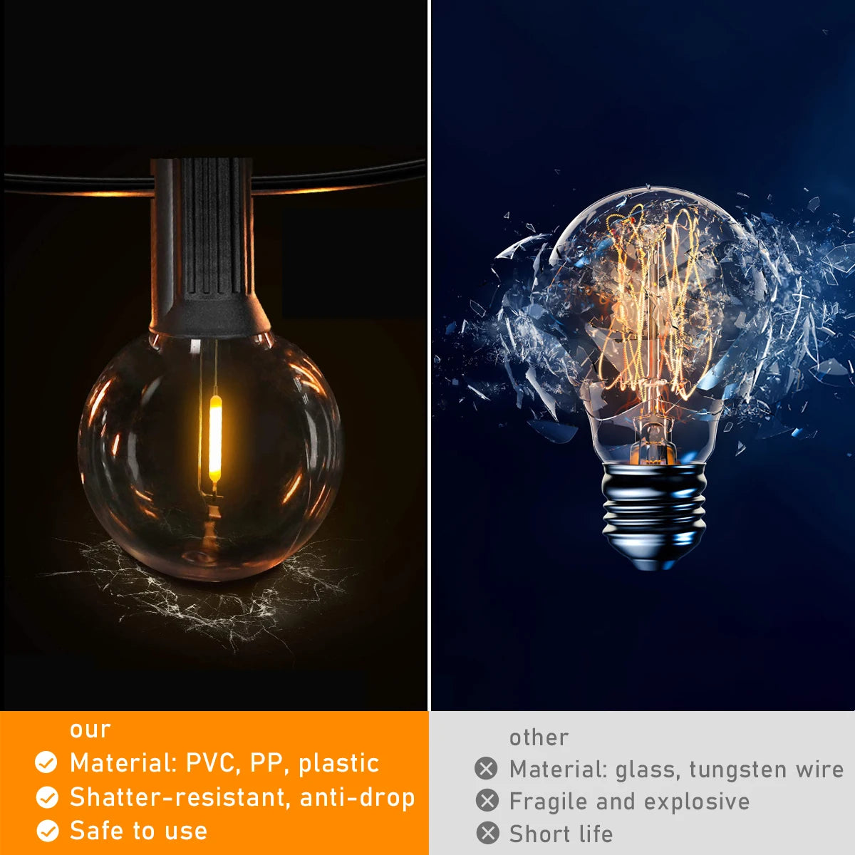 Solar G40 Outdoor String Lights with Remote Controls LED Decor