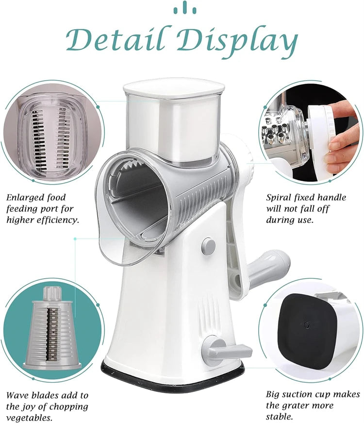 LMETJMA 5 in 1 Rotary Cheese Grater Shredder Kitchen