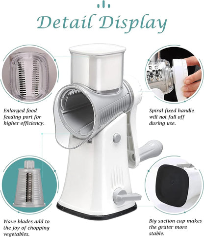 LMETJMA 5 in 1 Rotary Cheese Grater Shredder Kitchen