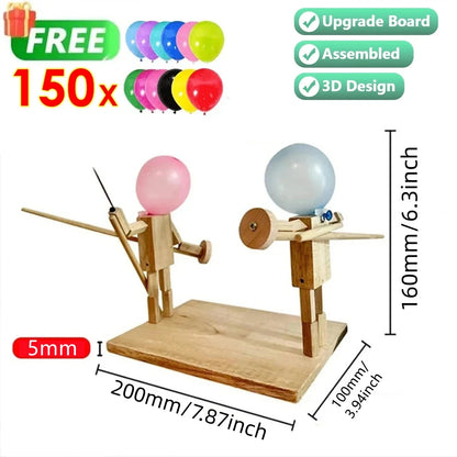Balloon Bamboo Man Battle Handmade Wooden Fencing Puppet