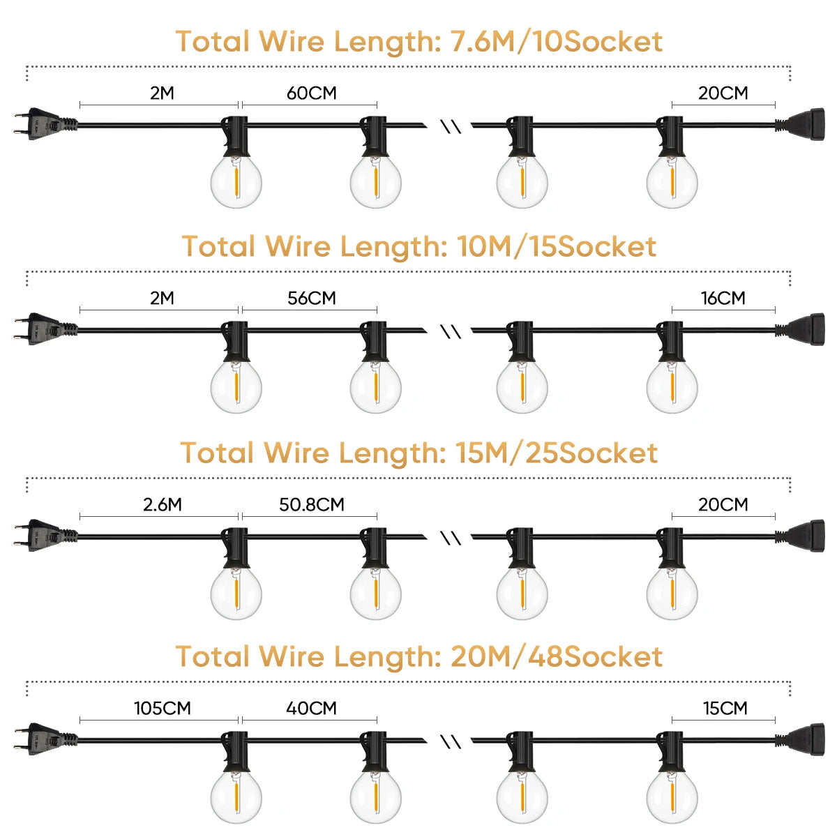 Shatterproof Outdoor Lights Garland Led G40 String Light