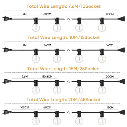 Shatterproof Outdoor Lights Garland Led G40 String Light