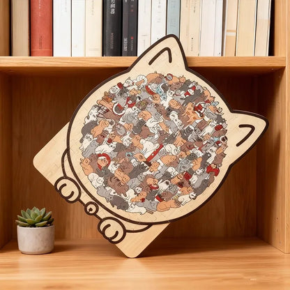Colored Cat Shaped Wooden Jigsaw Puzzle, Cats Shaped