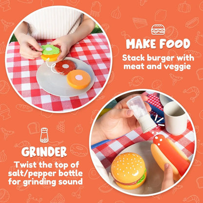 Kitchen Toy Set BBQ Play Grill, Cooking Toy Set for Kids
