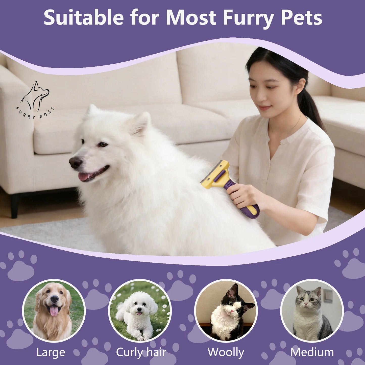 Pet brush, pet grooming tool deshedding comb