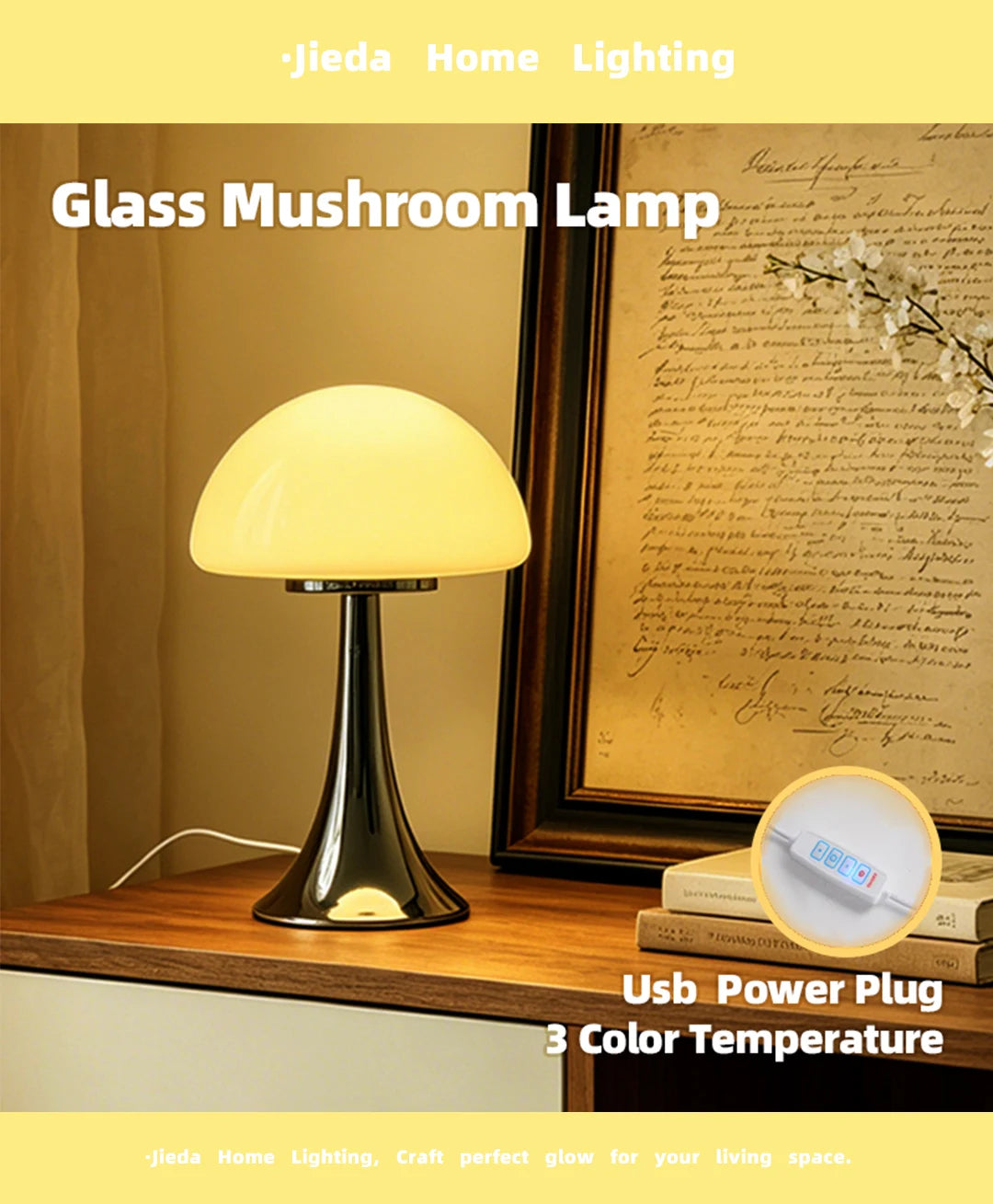 Jellyfish Dome Glass Table Lamp Coastal Modern Bedside