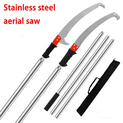 Long garden pruning saw with stainless steel telescoping pole