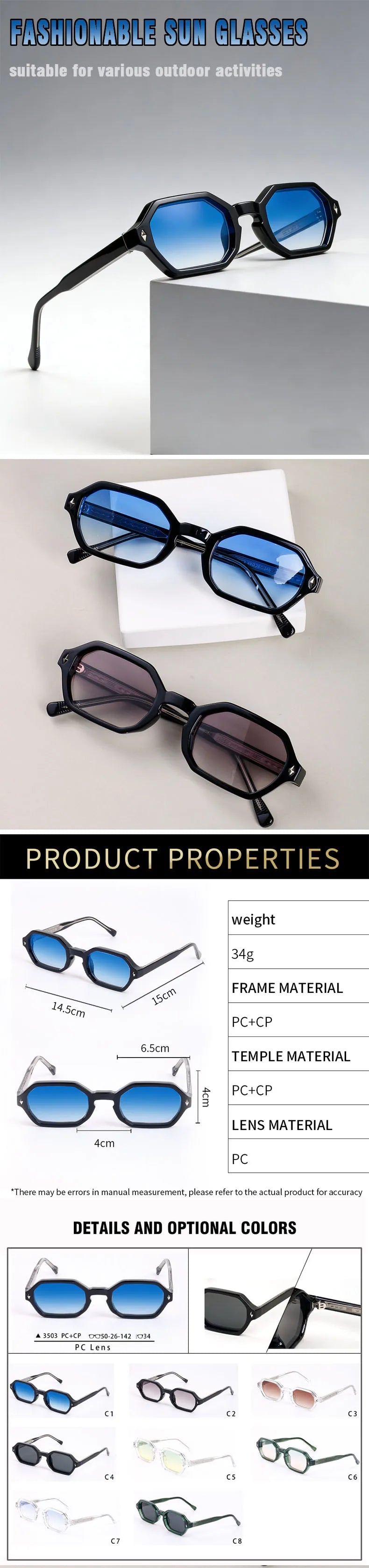 TANGOWO New Fashion Polygon Punk Sunglasses Luxury Brand