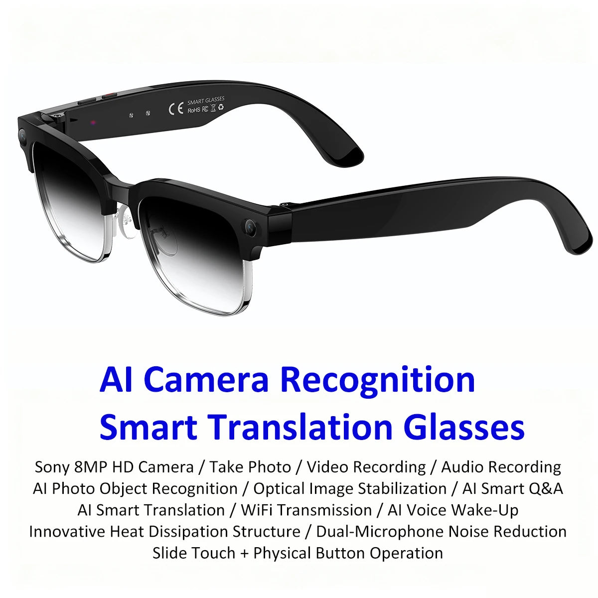 New Upgrade Smart Glasses With Camera Video Recording