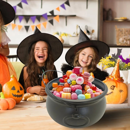 Black Cauldron Kettle Bucket Witches Sweets Candy Bowl for Halloween