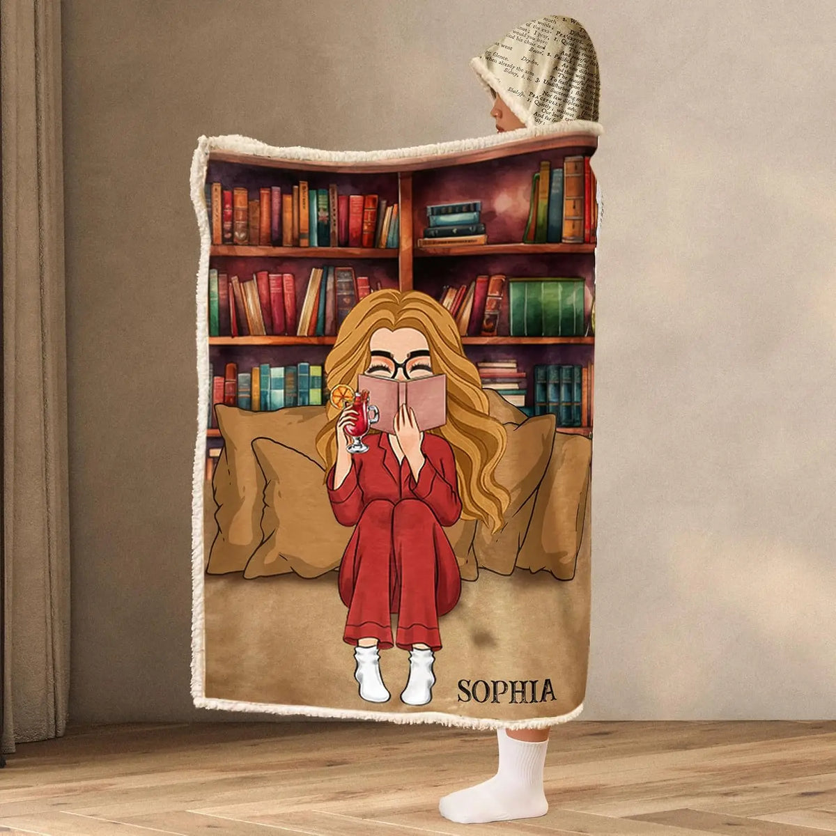 Personalized Wearable Hooded Blanket, Book Lovers Gifts