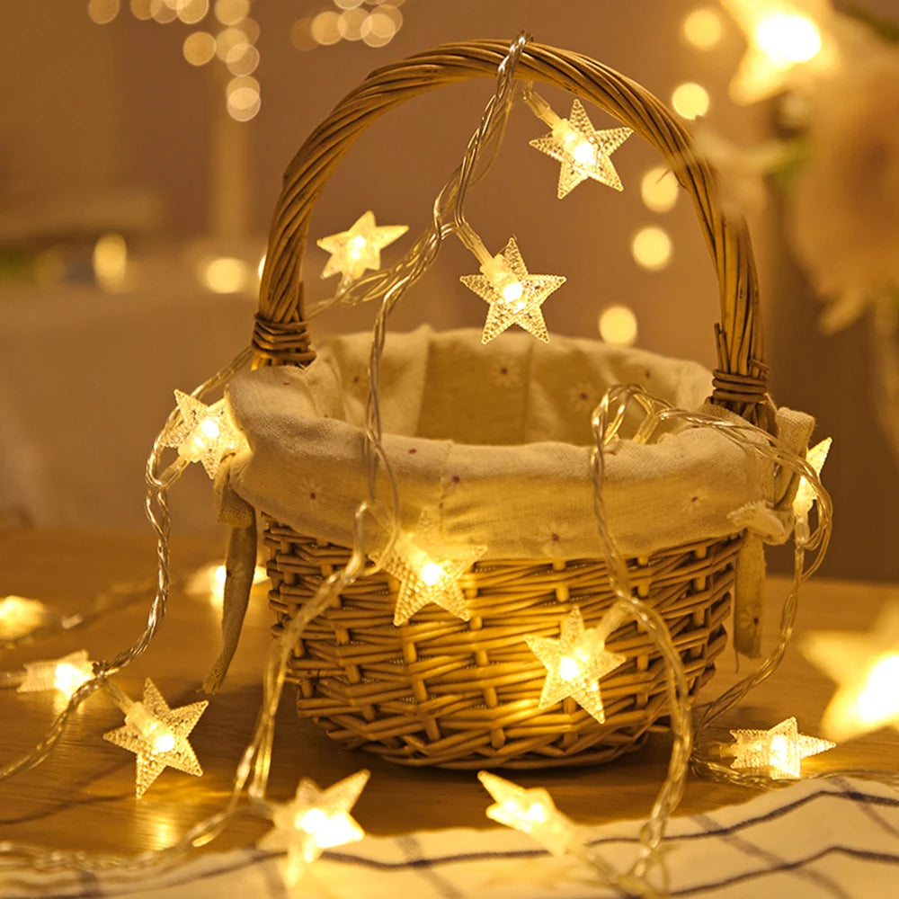 LED Star Fairy Lights Outdoor Chain Lights Garland Decoration