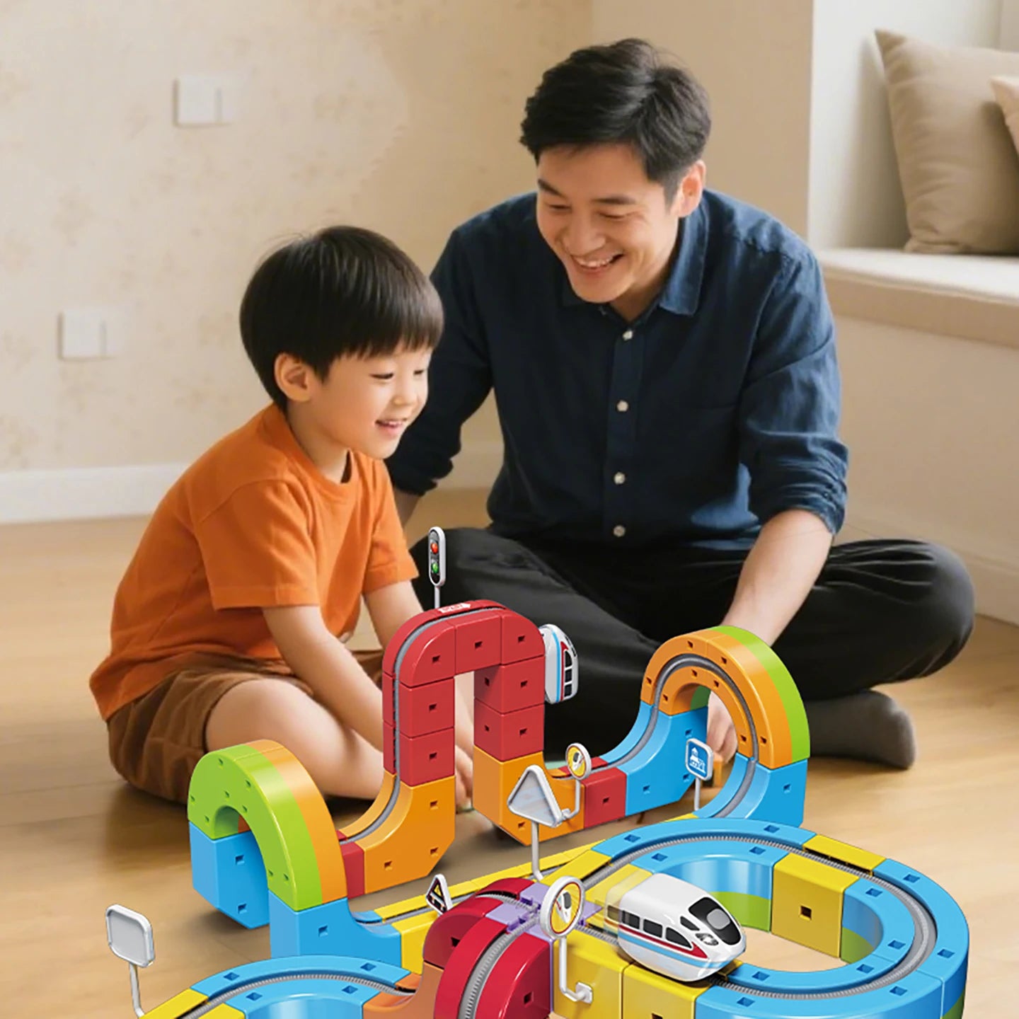 Kids Magnetic Rail Car Cube Toys Educational Toy