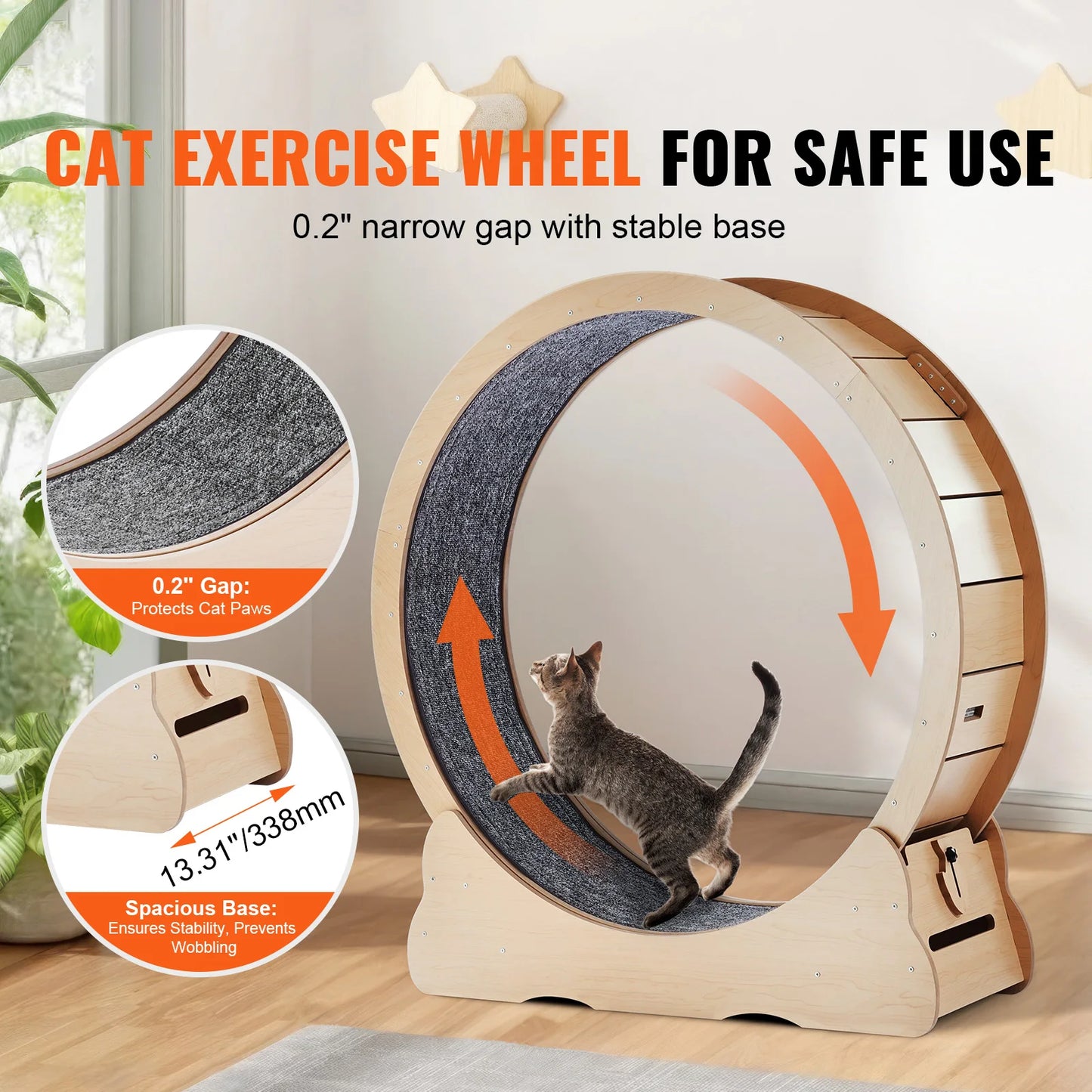Wooden Cat Exercise Wheel Large Cat Treadmill Wheel