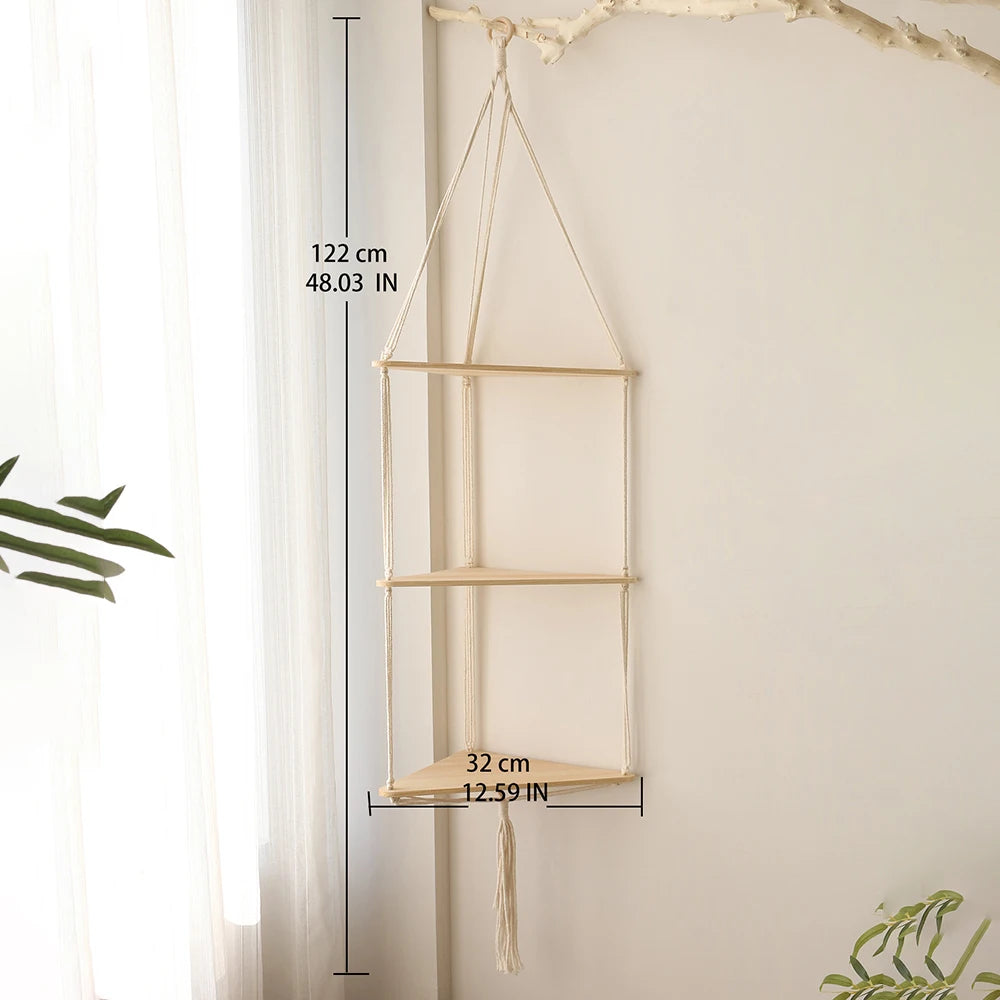 Floating Wall Shelf Wood Triangle Corner Display Stand
