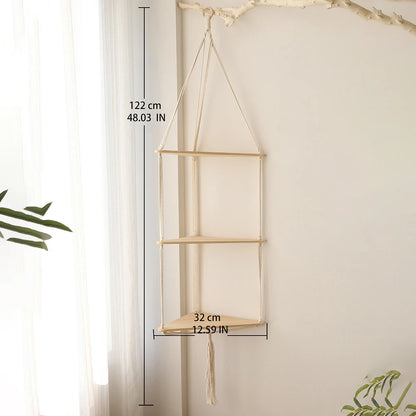 Floating Wall Shelf Wood Triangle Corner Display Stand